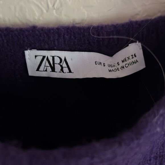 ZARA PURPLE CROP TOP WITH GOLD BEAD FLORAL PRINT SIZE SMALL NWOT - Picture 2 of 6